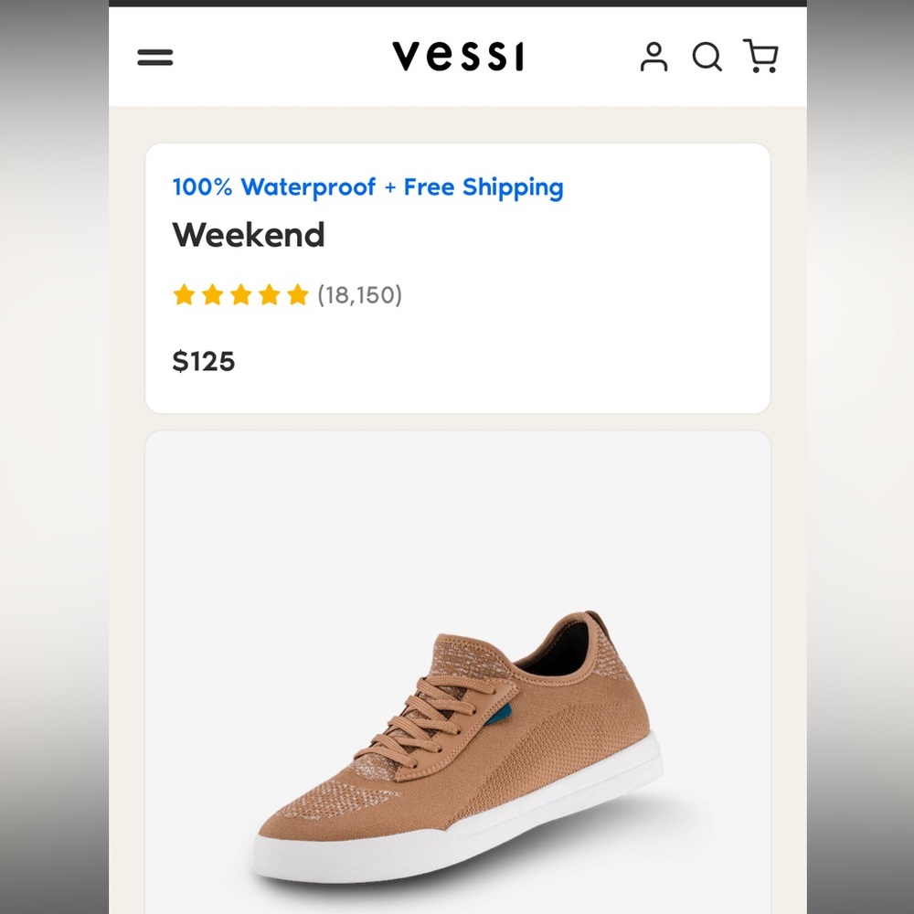 Women’s Vessi 100% waterproof shoes.
